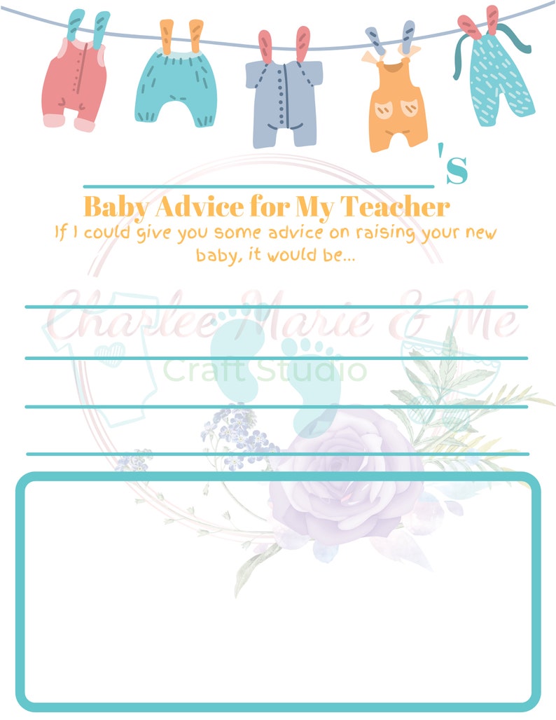 Baby Advice for My Teacher Printable Baby Advice Book | Etsy