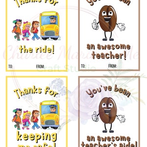 Chauffeur de bus merci, moniteur de bus merci, enseignant merci, aide-maître merci, carte de fin d'année scolaire cartes de remerciement