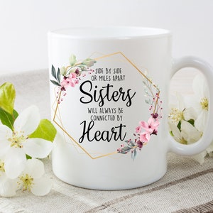 Schwester PNG, Side by Side oder Miles Apart Schwester wird Immer durch Herz verbunden, Schwestersätze, Sprüche über Schwestern, Schwestergeschenk