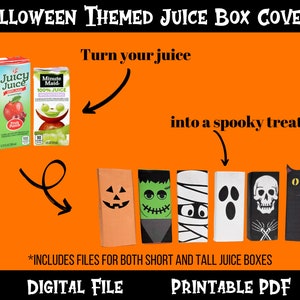 Halloween Juice Box Covers, Halloween Treat covers, Halloween Juice Labels, Halloween themed snack, Juice box covers, Halloween Juice labels