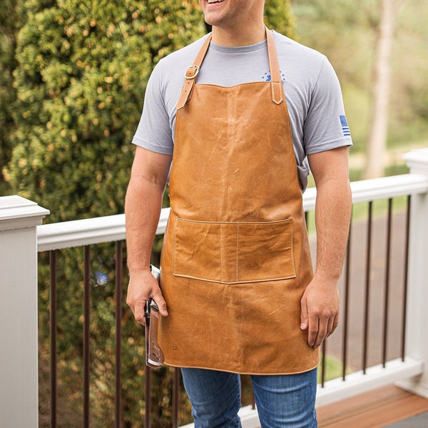 Leather Apron | Perfect for the Kitchen, Grill, Garage or Wood Shop | Light-Medium Weight with Supple Feel | FREE SHIPPING & PERSONALIZATION