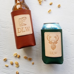 Leather Koozie | Can or Bottle | Enjoy by the pool, BBQ, Tailgating, Camping | Personalized for Memorable Occasions and Gift Giving