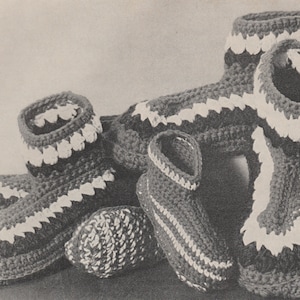 Vintage Adult And Children&#39;s Crocheted Slipper Pattern