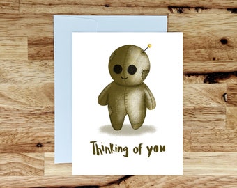 Voodoo Doll Card, Handmade Greeting Card, Valentine's Day, Thinking of You Card, Funny Card, Just Because Card, Halloween Card, Voodoo Doll