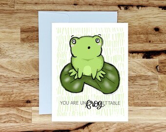 Unfrogettable Card, Handmade Card, Valentine's Day, Frog Card, Card for Girlfriend, Just Because Card, Anniversary Card, Unforgettable Card