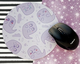 Boo Crew Mouse Mat, Ghost Mouse Pad, Cute Ghosts, Purple Mouse Mat, Circle Mouse Pad, Desk Accessories, Gift for Him, Gift for Her