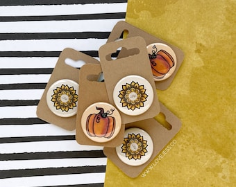 I Am Enough Sunflower Button, Pumpkin Button, Pin Back Button, Badge, Flair, Flower Pin, Sunflower Pin, Gift for Her, Fall Lover, Fall Pin