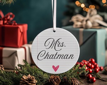Personalized Teacher Christmas Ornament, Teacher Gift, School Gift, Teacher Ornament, School Ornament, Customized Ornament, Teacher Name