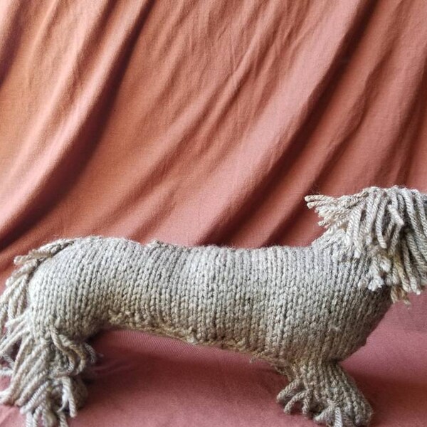 Long Haired Dachshund Dog Owner Toy, Knit Dog