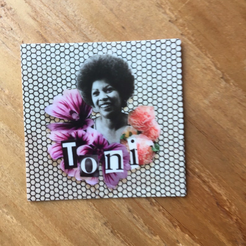 Toni Morrison Vinyl Small Square Sticker Black Lit Collage ...