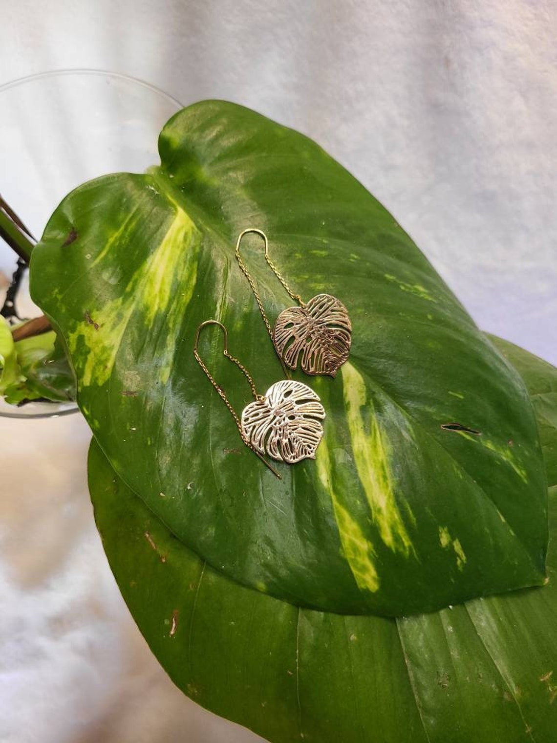 Monstera Leaf Dange Earring. Hawaiian Earrings. Hawaiian Style Etsy