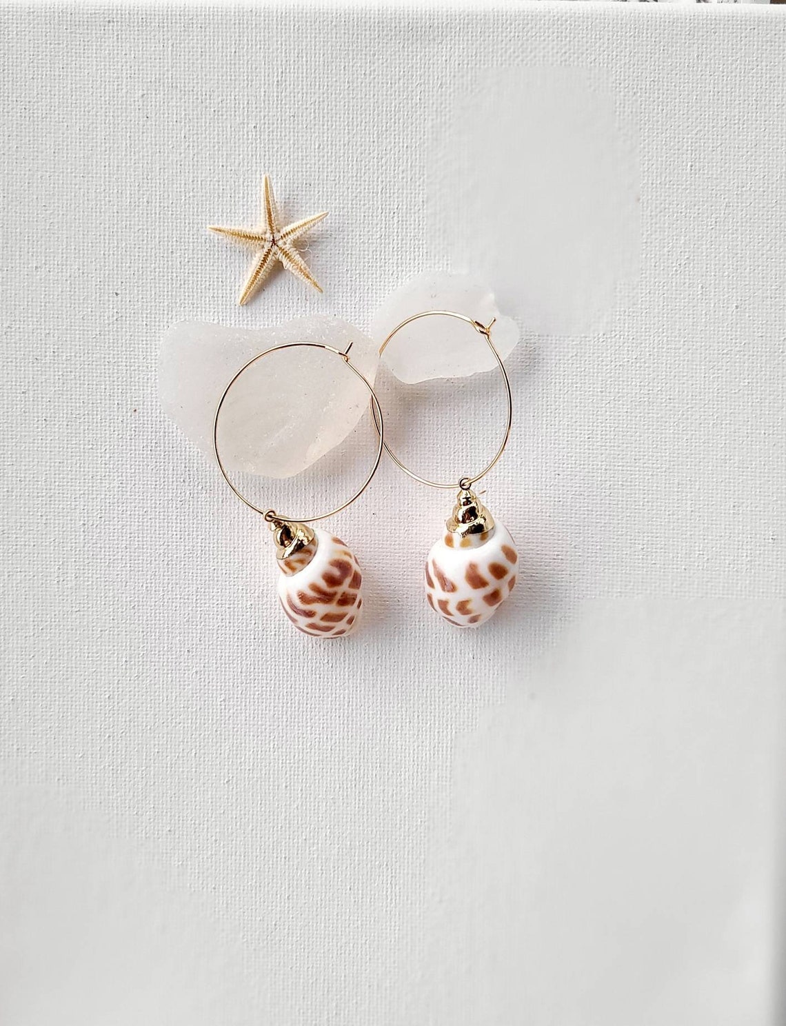 SeaShell Earrings. Seashell Dangle Earrings. Hand Made Sea Etsy