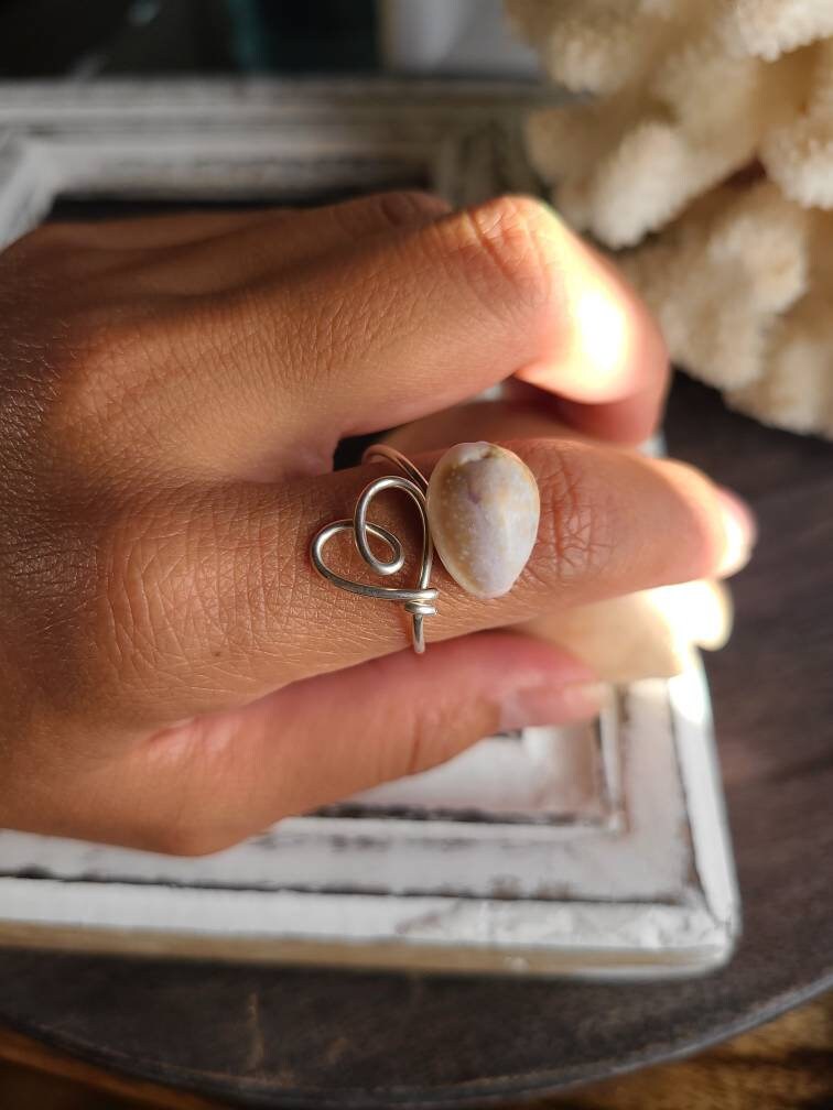 Seashell Silver Ring. Genuine Seashell Jewelry. Cowrie Sea Etsy