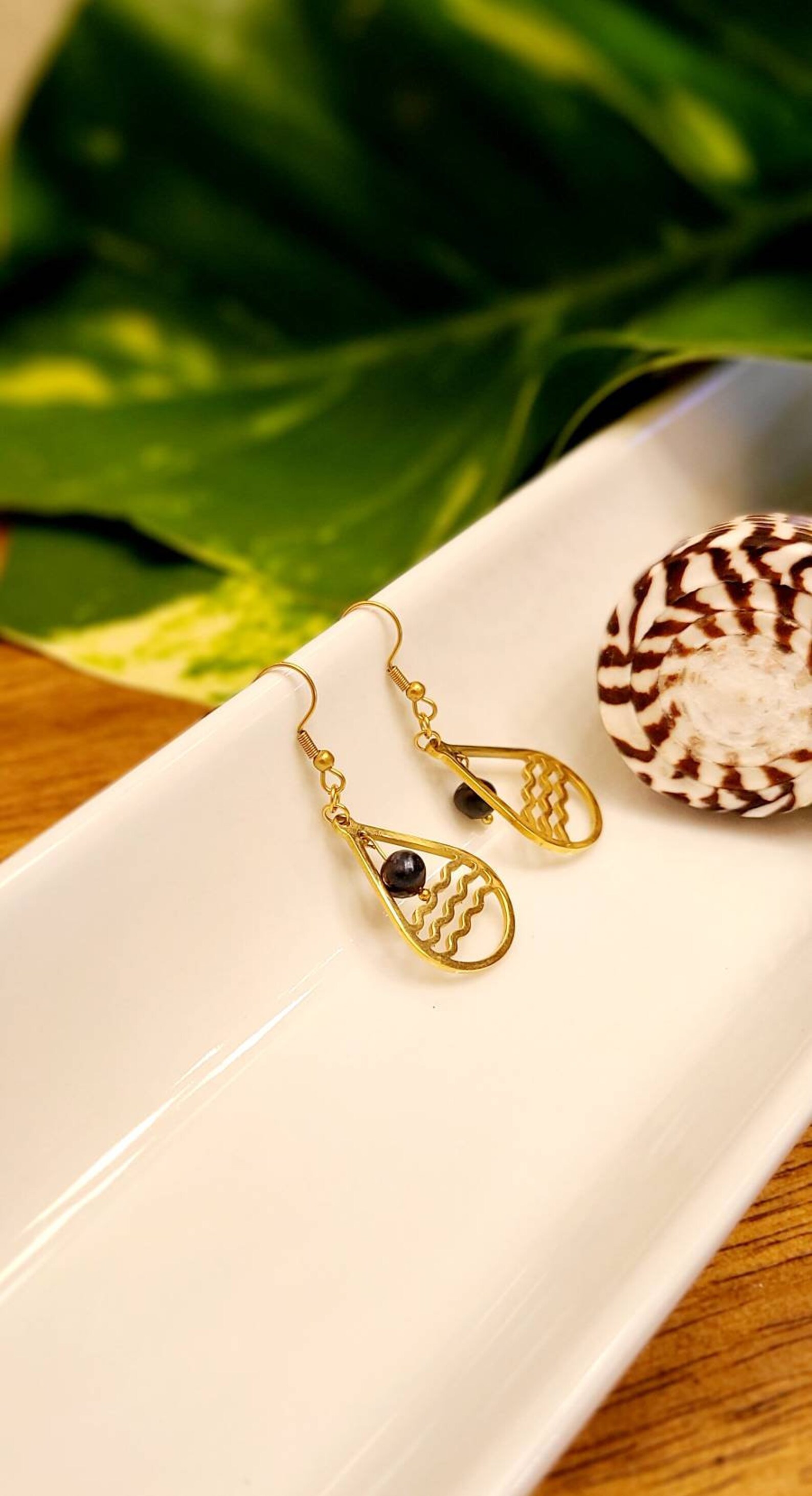 Genuine Black Pearl Hawaiian Earrings. Ocean Wave Black Pearl Etsy