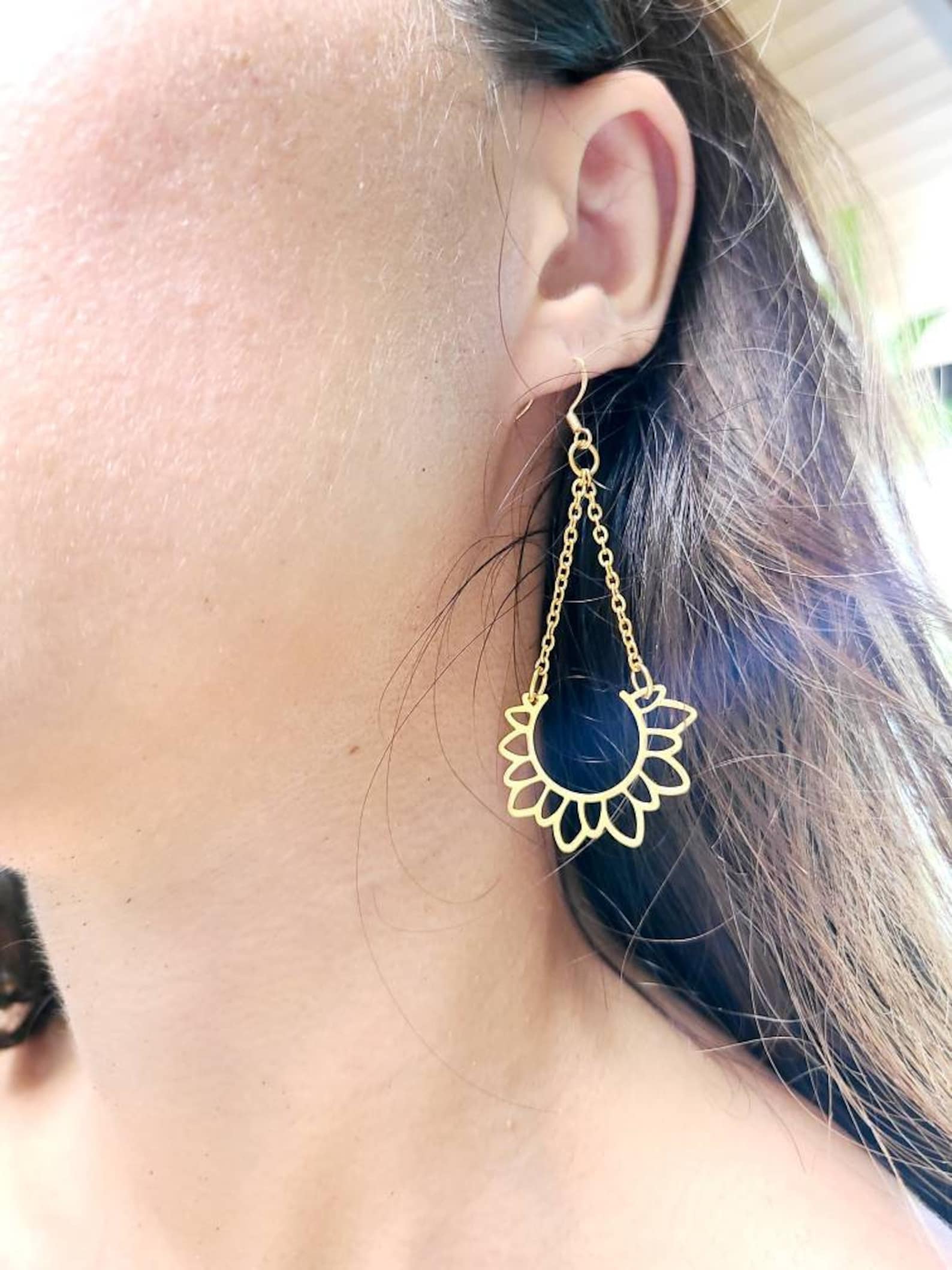 Sun Charm Earrings. Dangle Earrings. Sun Earrings. Handmade in Etsy