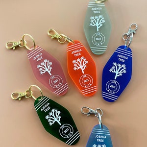 Choose Color & Text - Transparent Colors -Vintage Motel/Hotel Keychain Laser Engraved-Paint-Filled Keychain Different Styles to Choose From