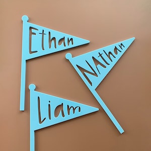 Customized Flag Cake Topper - Personalize banner w your name! - custom designed & laser cut for the birthday girl/boy - Pennant Design