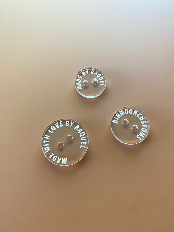 30 pack of Custom Buttons - Personalized with your own text - Handmade with love - Great for sewing and crochet work