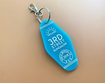 Choose Color & Text- Opaque Colors -Vintage Motel/Hotel Keychain-Laser Engraved and Paint-Filled Keychain - Different Styles to Choose From!