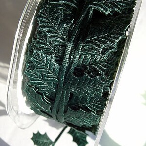 Christmas HOLLY Green Leaf Trim Ribbon / Holly Leaves Accent Ribbon - Buy in 2-YD Lots - Decorative Trim /Lovely Accent image 2