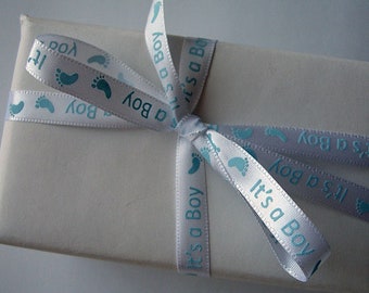 10Yards/Roll It is a Boy Girl Printed Ribbon Pink Blue Baby Shower