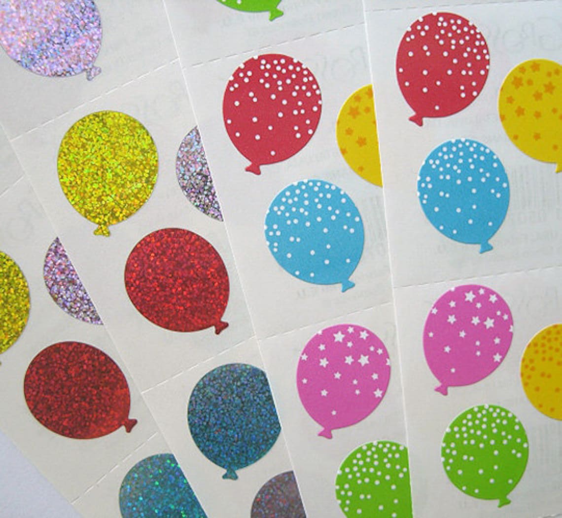 AWESOME BIRTHDAY BALLOON Sticker Lot Colorful Small Balloons Etsy