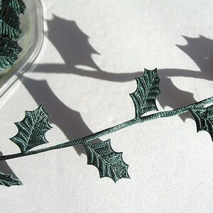 Christmas HOLLY Green Leaf Trim Ribbon / Holly Leaves Accent Ribbon - Buy in 2-YD Lots - Decorative Trim /Lovely Accent image 4