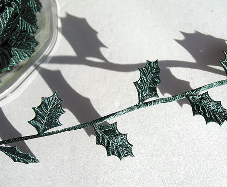 Christmas HOLLY Green Leaf Trim Ribbon / Holly Leaves Accent Ribbon - Buy in 2-YD Lots - Decorative Trim /Lovely Accent image 4