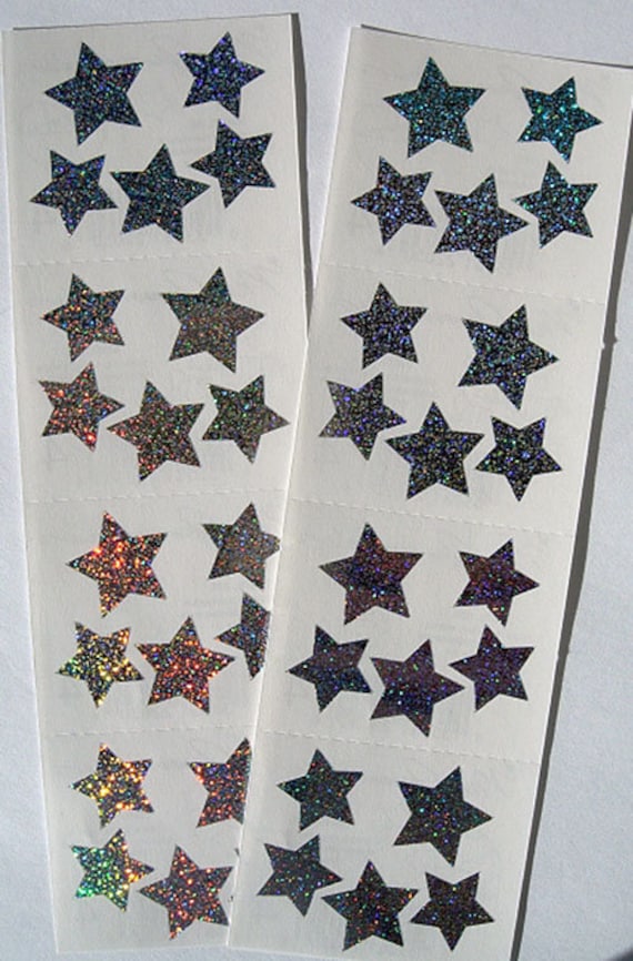 SPARKLY SILVER STAR Stickers, Mrs. Grossman's 2 Full Sticker Strips  Christmas Stars Fun Accent Stickers 