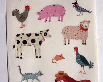 FARM FRIENDS Farm Animal Stickers : Special Mrs. Grossman's Reflective Sticker Disc.Design Sheep, Cow, Pig, Rooster, Goat, Horse & Moreore