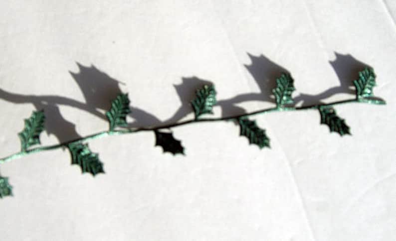 Christmas HOLLY Green Leaf Trim Ribbon / Holly Leaves Accent Ribbon - Buy in 2-YD Lots - Decorative Trim /Lovely Accent image 3