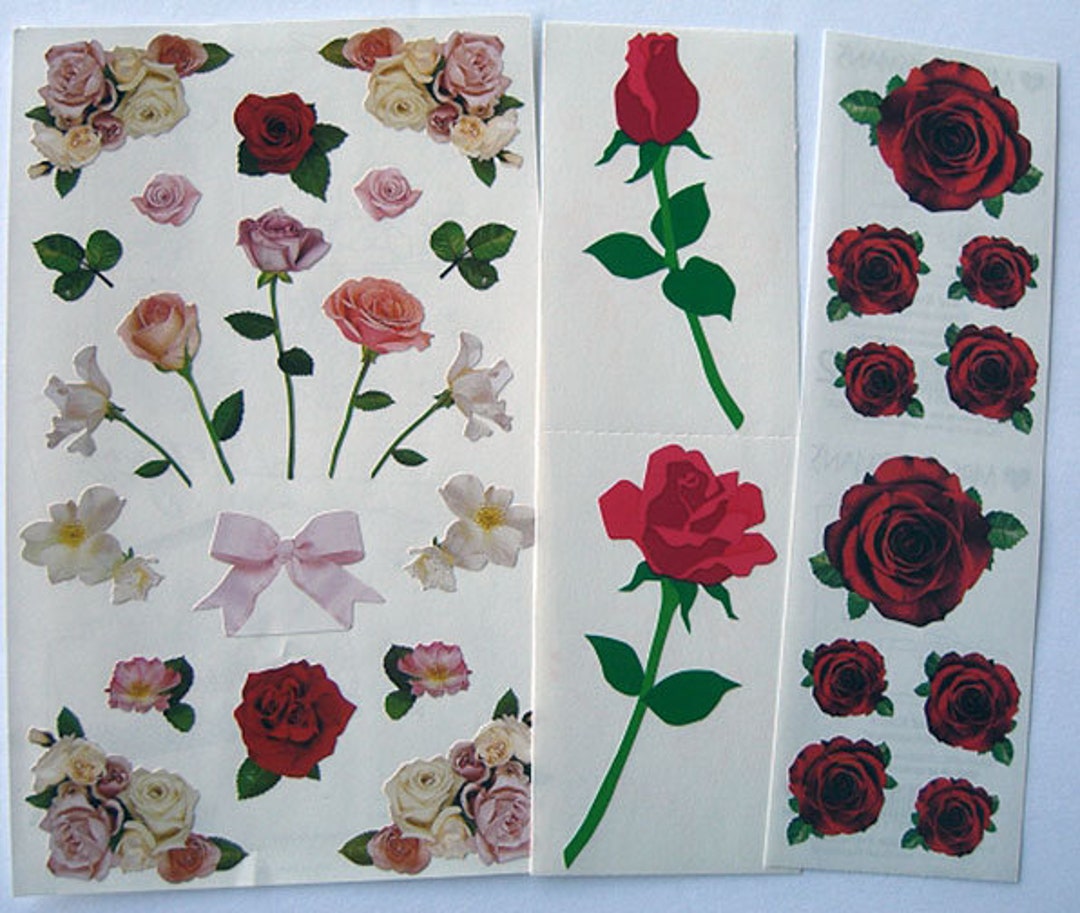 NICE Lot of Mrs. Grossman's ROSES Stickers Pretty Lot of Rose-designed ...