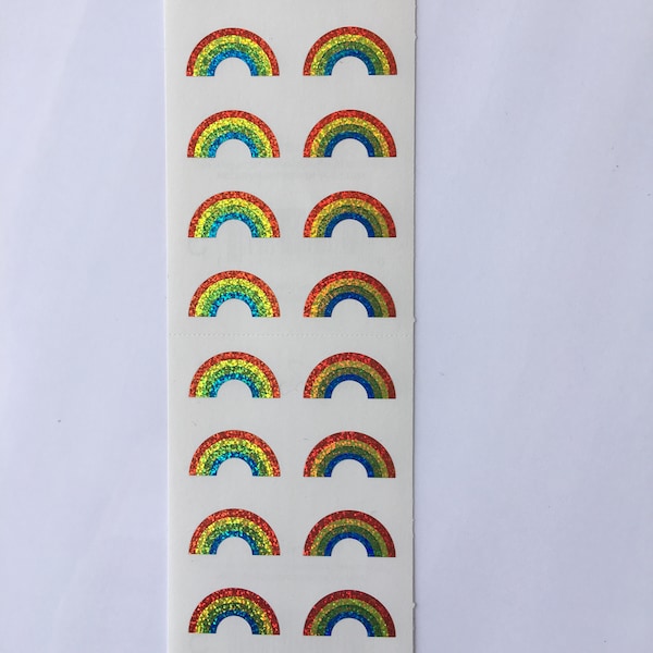 Sparkly & Pretty MINI RAINBOW Stickers for Scrapbooking or Cards - Nice lot of Sparkly Rainbows Sticker Lot