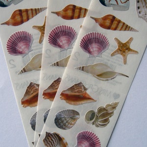 Sticker Lot / SEA SHELLS / Mrs. Grossman's Sticker Strips Lot of 3 SHELL Seashells Stickers for Scrapbooking
