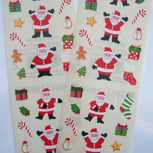 Christmas Stickers, Mrs. Grossman&#39;s 2 Full Sticker Strips CUTE SANTA Design & Petite Stickers