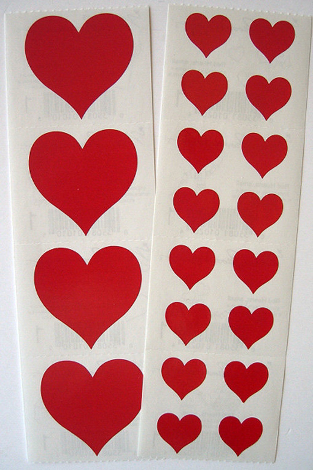 Traditional Red Heart Stickers / HEARTS Sticker Lot - 2 Sizes - 2 ...