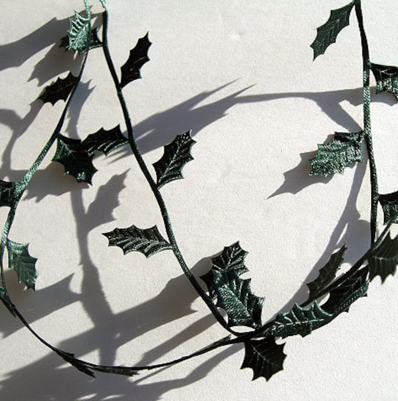 Christmas HOLLY Green Leaf Trim Ribbon / Holly Leaves Accent Ribbon - Buy in 2-YD Lots - Decorative Trim /Lovely Accent image 5