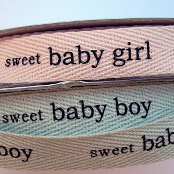 BABY SHOWER Ribbon "sweet baby girl or boy" Pattern - Cute! - 5/8" x 3 YD Lots - Cotton Ribbon