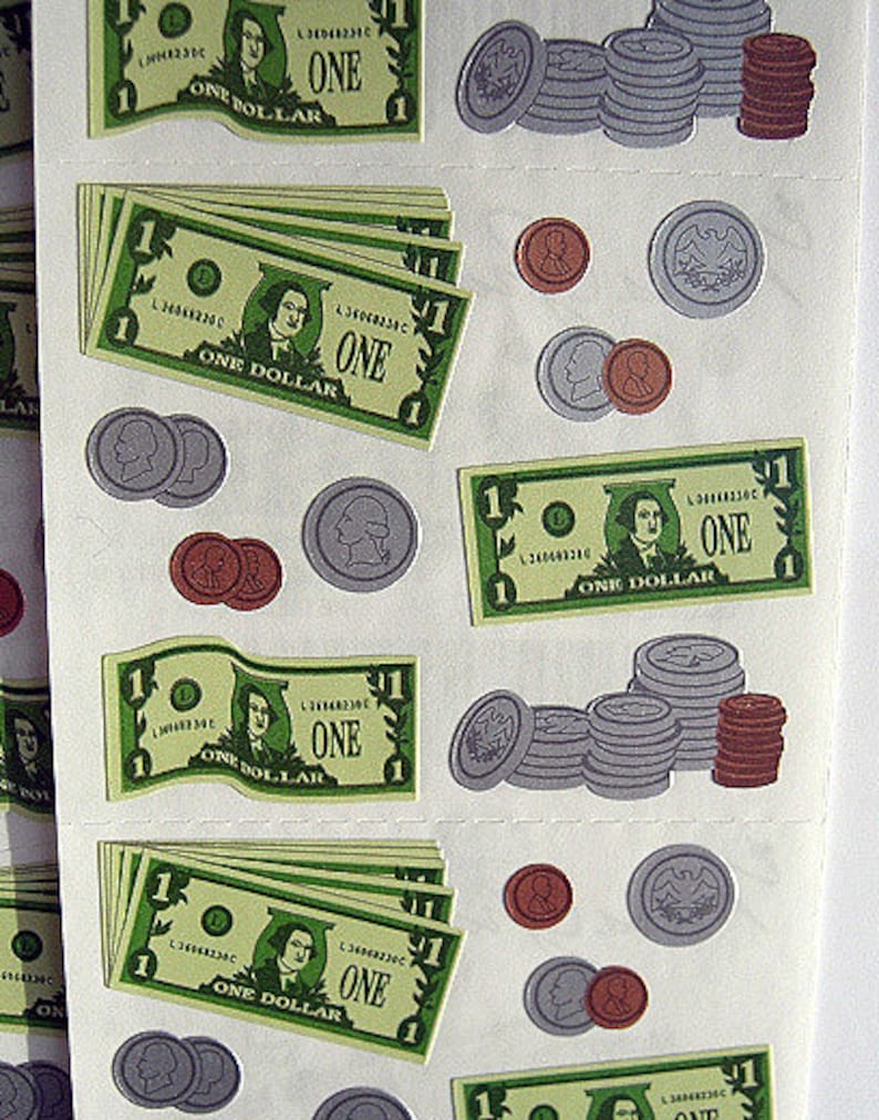 Scrapbook Sticker MONEY Stickers Dollar Bills Mrs. Etsy