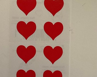 Traditional Heart / Red Small Heart Stickers - Mrs. Grossman's Popular & HTF Design Lot of 1 Sticker Strip