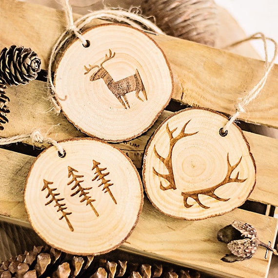 Wooden christmas engraved decoration Winter decoration Rustic  Etsy