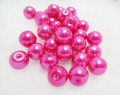 200 Fuchsia Glass Pearls Dark Pink 8mm Loose Beads Lipstick Pink Spacer Bead Beautiful 3927 Going Out of Business Sale