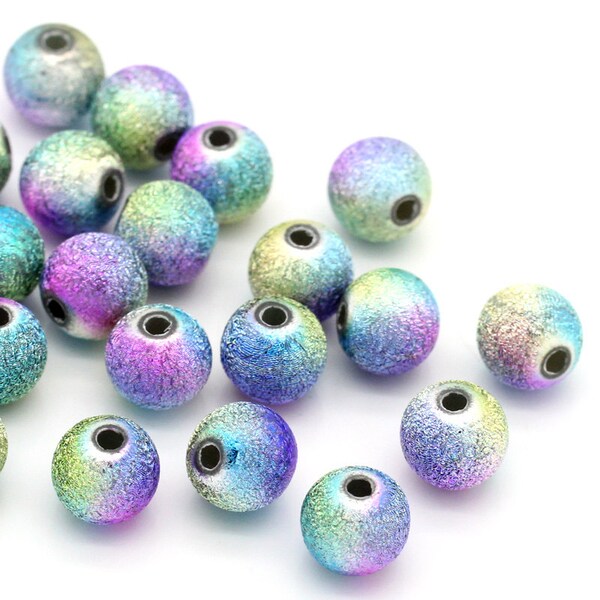 20 Rainbow Stardust Beads Acrylic Beads Mix Colors Spacer Bead 8mm 4399