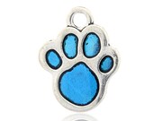 10 Animal Paw Print Charms Blue Enamel Paw Charm Cat Collar Pendants Destash Package 4054 Going Out of Business Sale