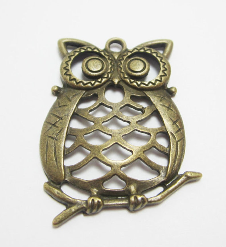 3 x Large Owl Alloy Key pendants charms