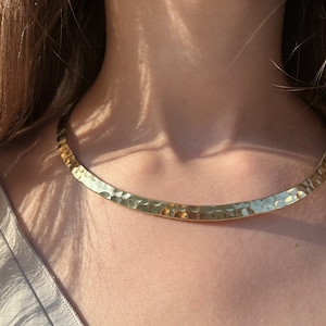 Hammered Necklace, Elegant Hammered Necklace, Silver Necklace, Gold Necklace, Gold Choker, Silver Choker, Brass Choker, Unisex Choker