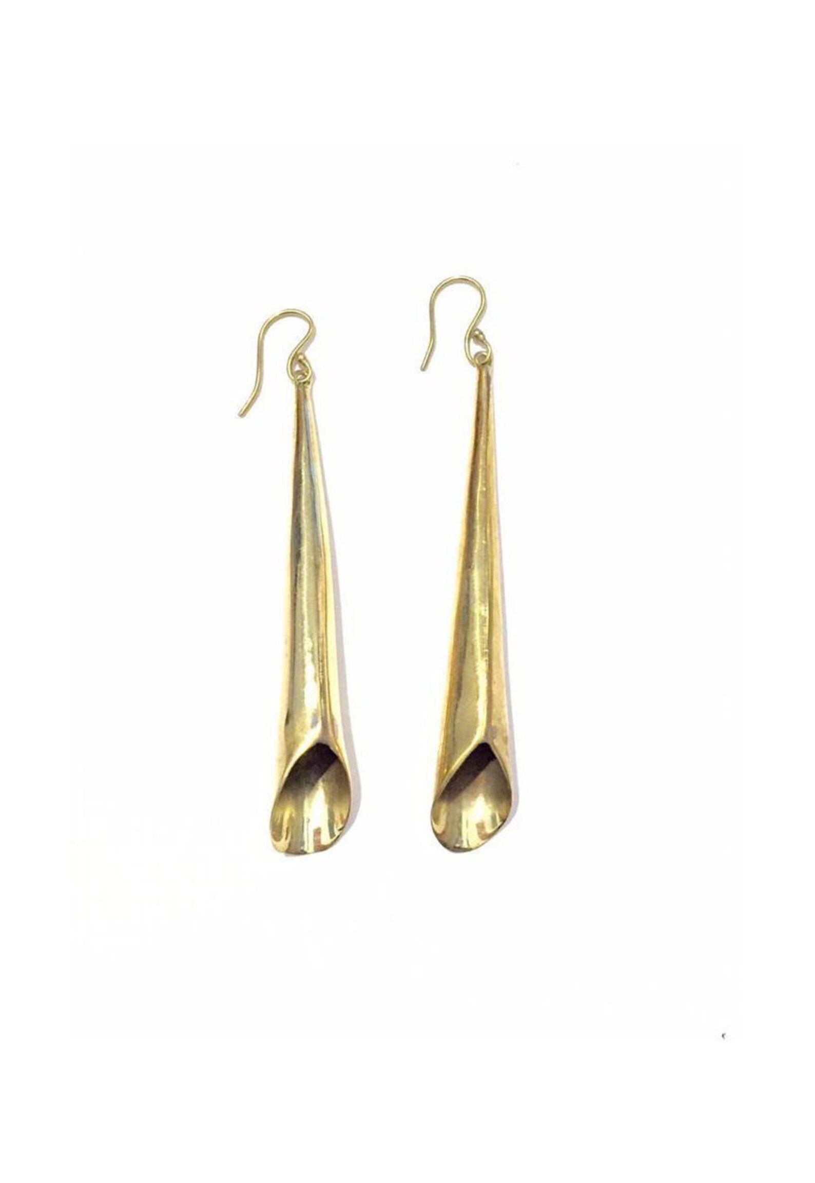 Gold Flute Earrings Gold Earrings Flute Earrings Medium Etsy