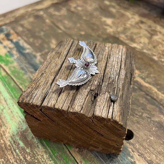 Large Vintage Solid Sterling Silver Wings Feather… - image 7