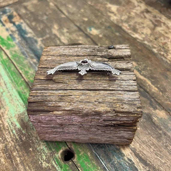 Large Vintage Solid Sterling Silver Wings Feather… - image 8