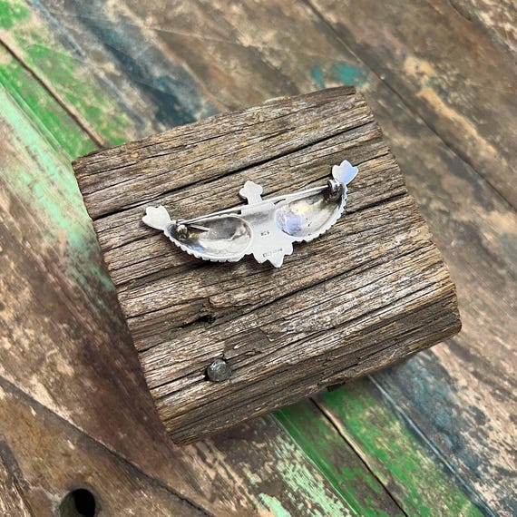 Large Vintage Solid Sterling Silver Wings Feather… - image 10